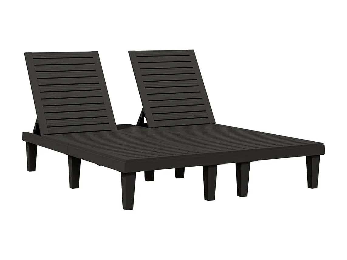 Chaise longue double noir 155x138x83 cm polypropylène