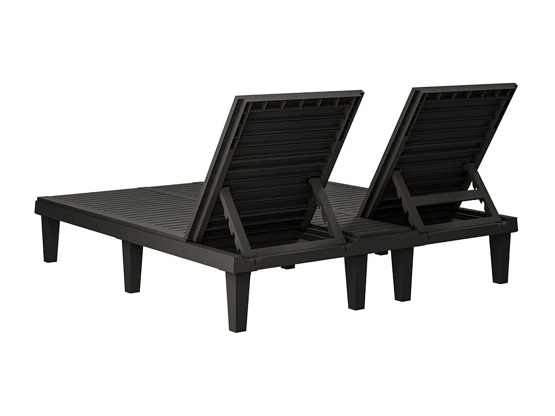 Chaise longue double noir 155x138x83 cm polypropylène