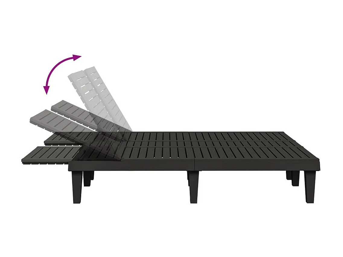 Chaise longue double noir 155x138x83 cm polypropylène