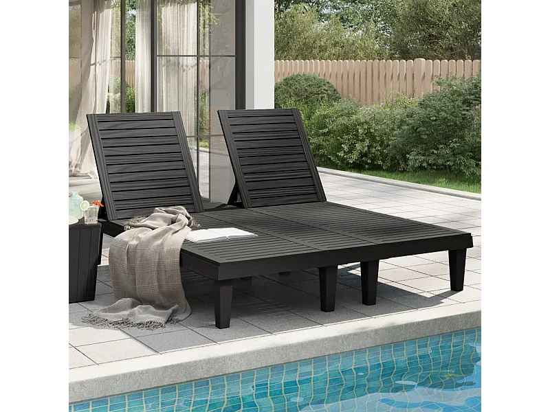 Chaise longue double noir 155x138x83 cm polypropylène