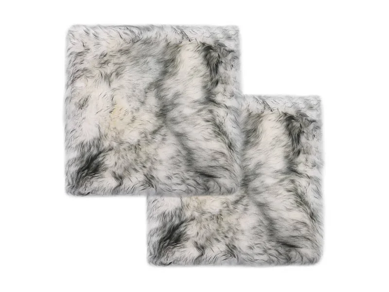 Coussins de chaise 2 pcs Mélange de gris foncé Mouton véritable