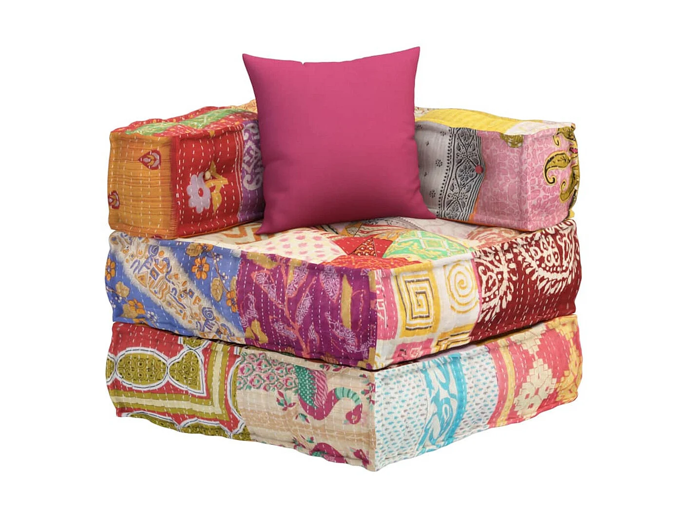 Pufe Modular com Almofada em Tecido Patchwork