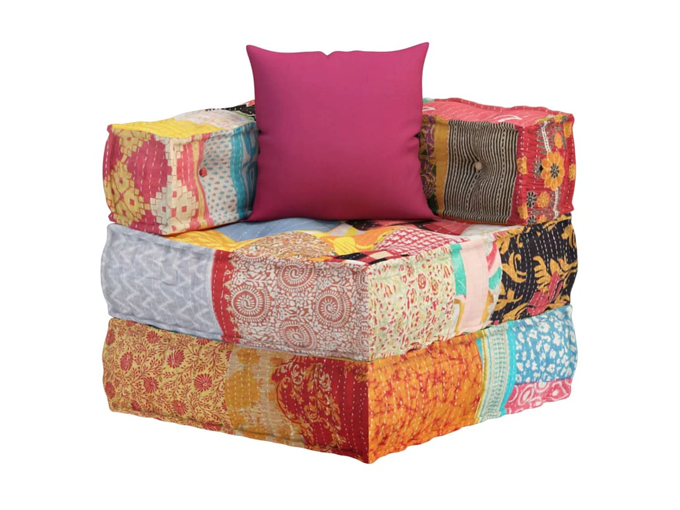 Pufe Modular com Almofada em Tecido Patchwork