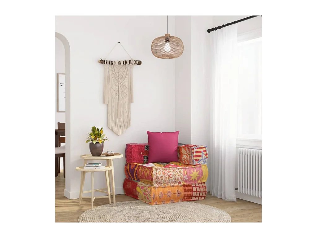 Pouf modulaire avec oreiller Patchwork Tissu