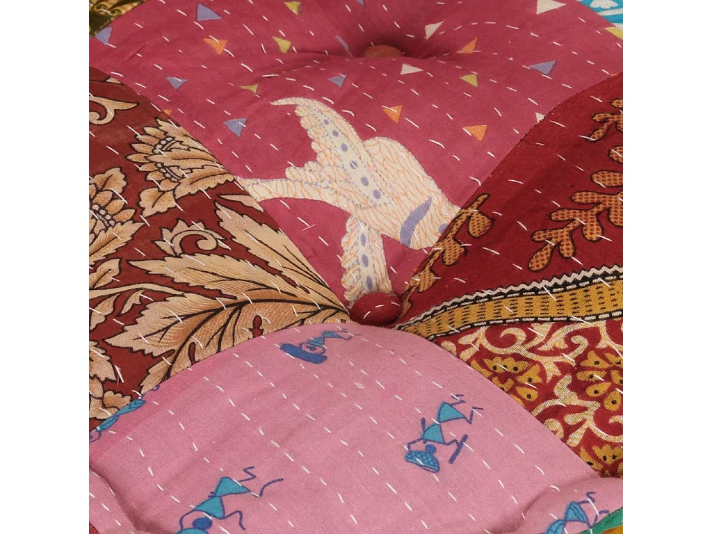 Pouf Componibile con Cuscino in Tessuto Patchwork