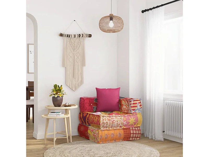 Pufe Modular com Almofada em Tecido Patchwork