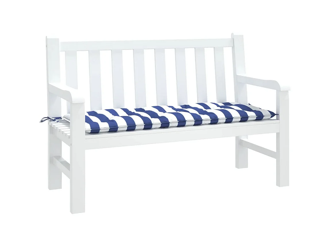 Almofada para banco de jardim listras azuis e brancas 120x50x7cm