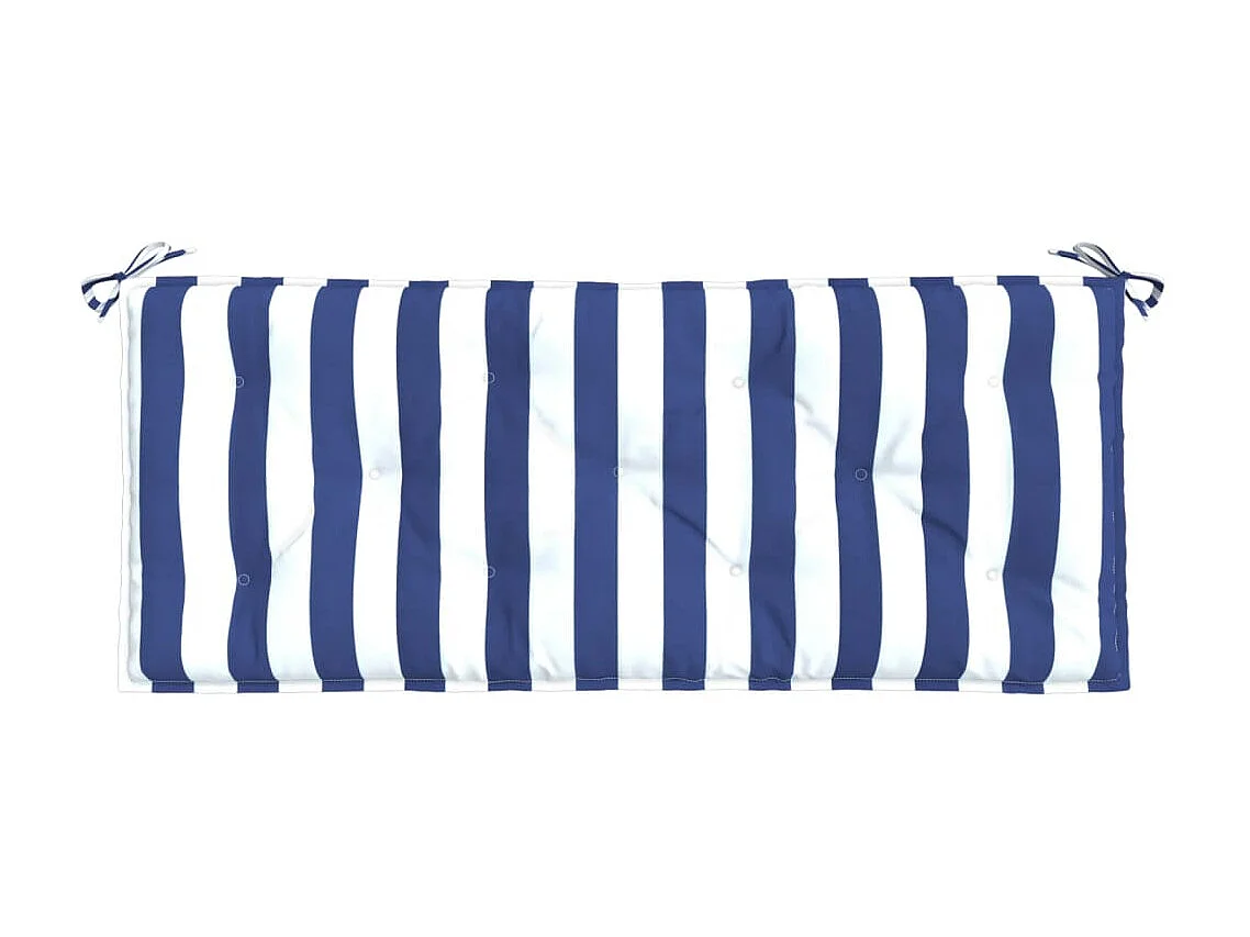 Coussin de banc de jardin rayures bleues et blanches 120x50x7cm