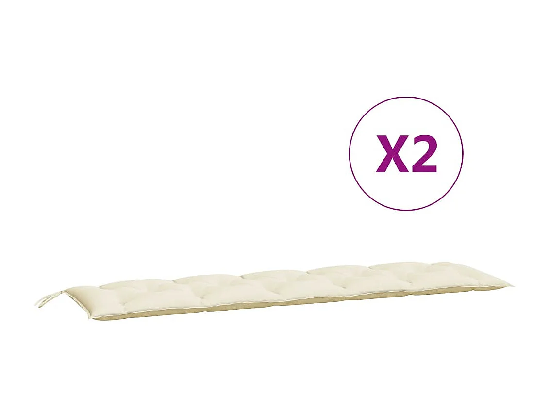Coussins de banc de jardin 2 pcs blanc beige tissu Oxford
