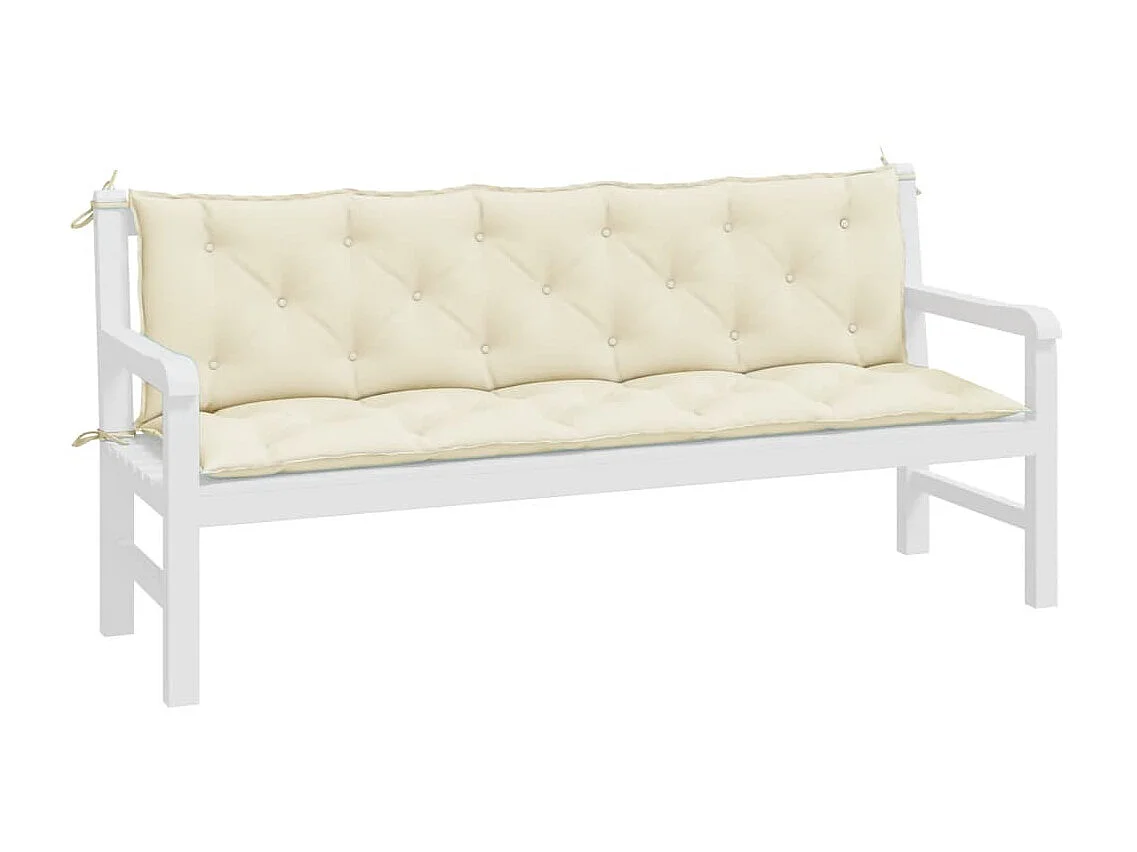 Coussins de banc de jardin 2 pcs blanc beige tissu Oxford