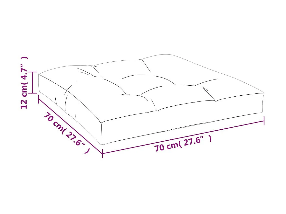 Coussin de palette bleu royal 70x70x12 cm tissu