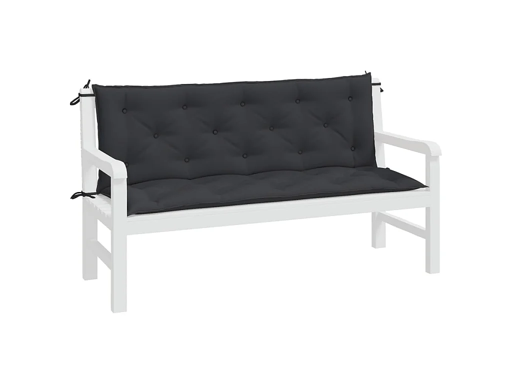 Coussins de banc de jardin 2 pcs noir 150x50x7 cm tissu Oxford