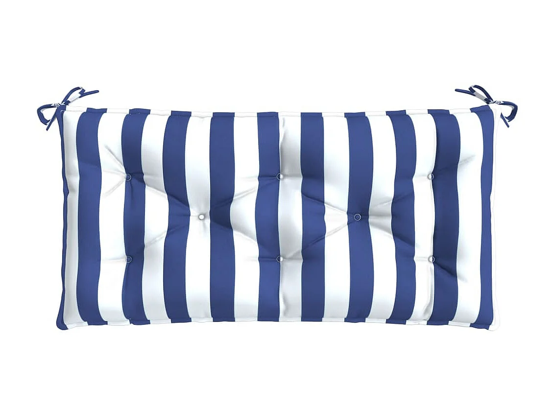 Cuscino per panca da giardino a righe bianche e blu 100x50x7 cm