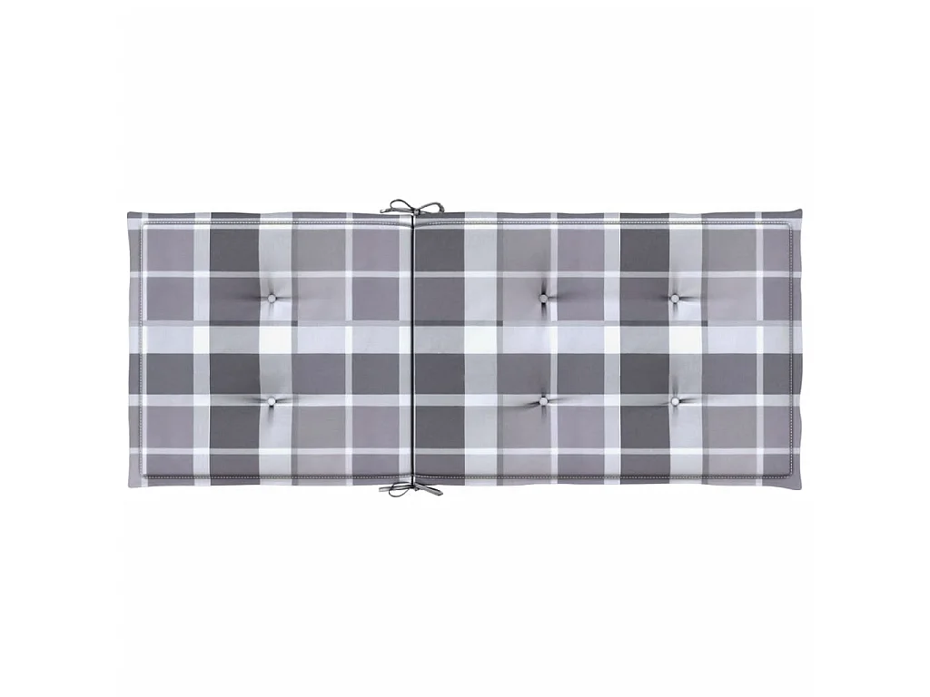 Coussins de chaise jardin à dossier haut lot de 4 carreaux gris