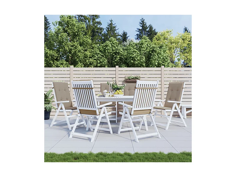 Set di 6 cuscini per sedia da giardino con schienale alto, in tessuto tortora