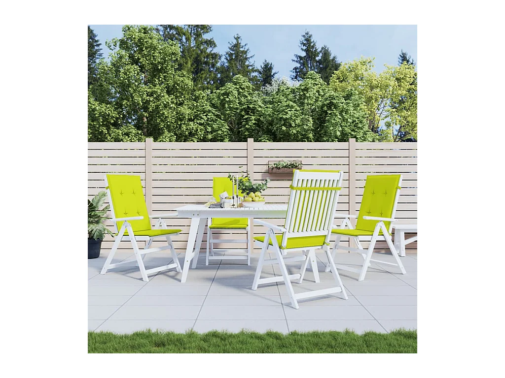 Juego de 4 cojines para sillas de jardín con respaldo alto, color verde brillante