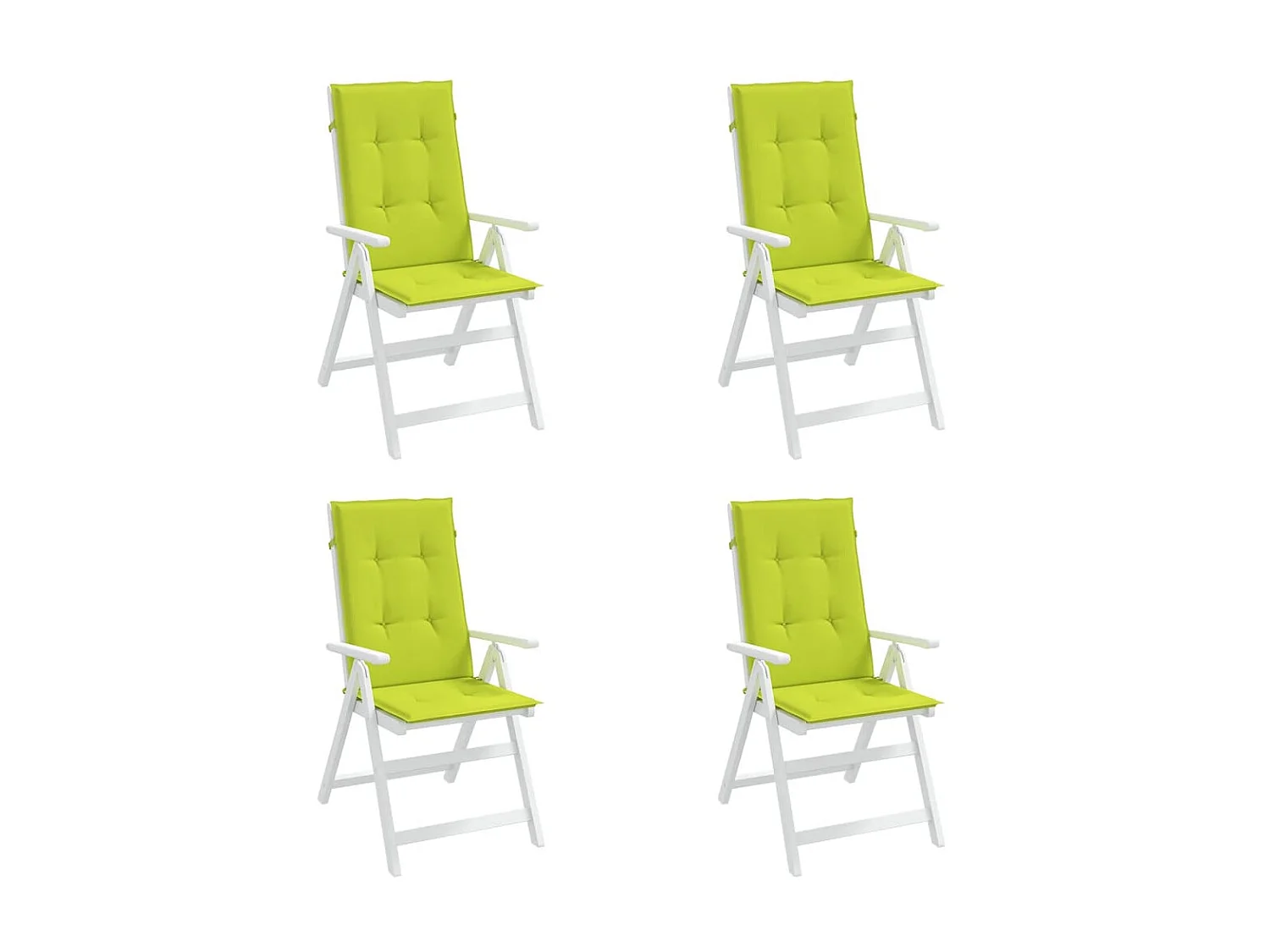 Coussins de chaise de jardin à dossier haut lot de 4 vert vif