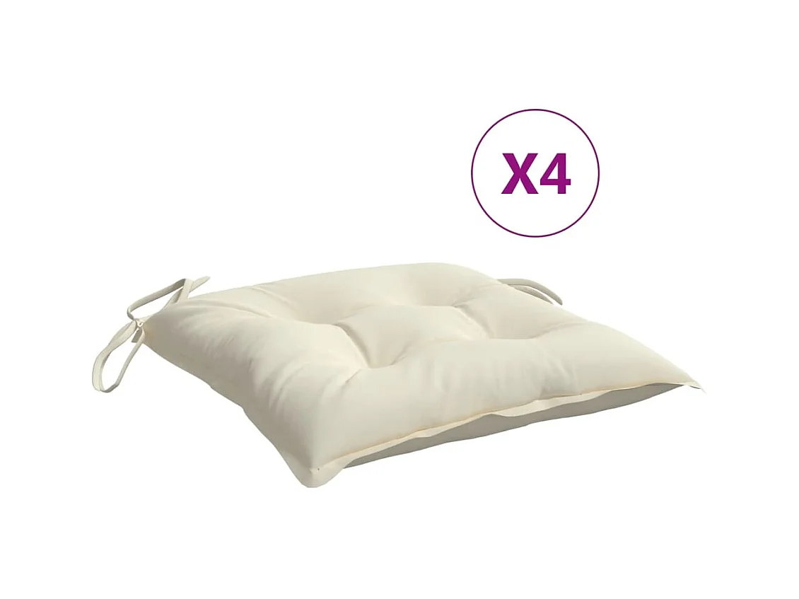 Cuscini per sedia 4 pezzi bianco beige 40x40x7 cm in tessuto oxford