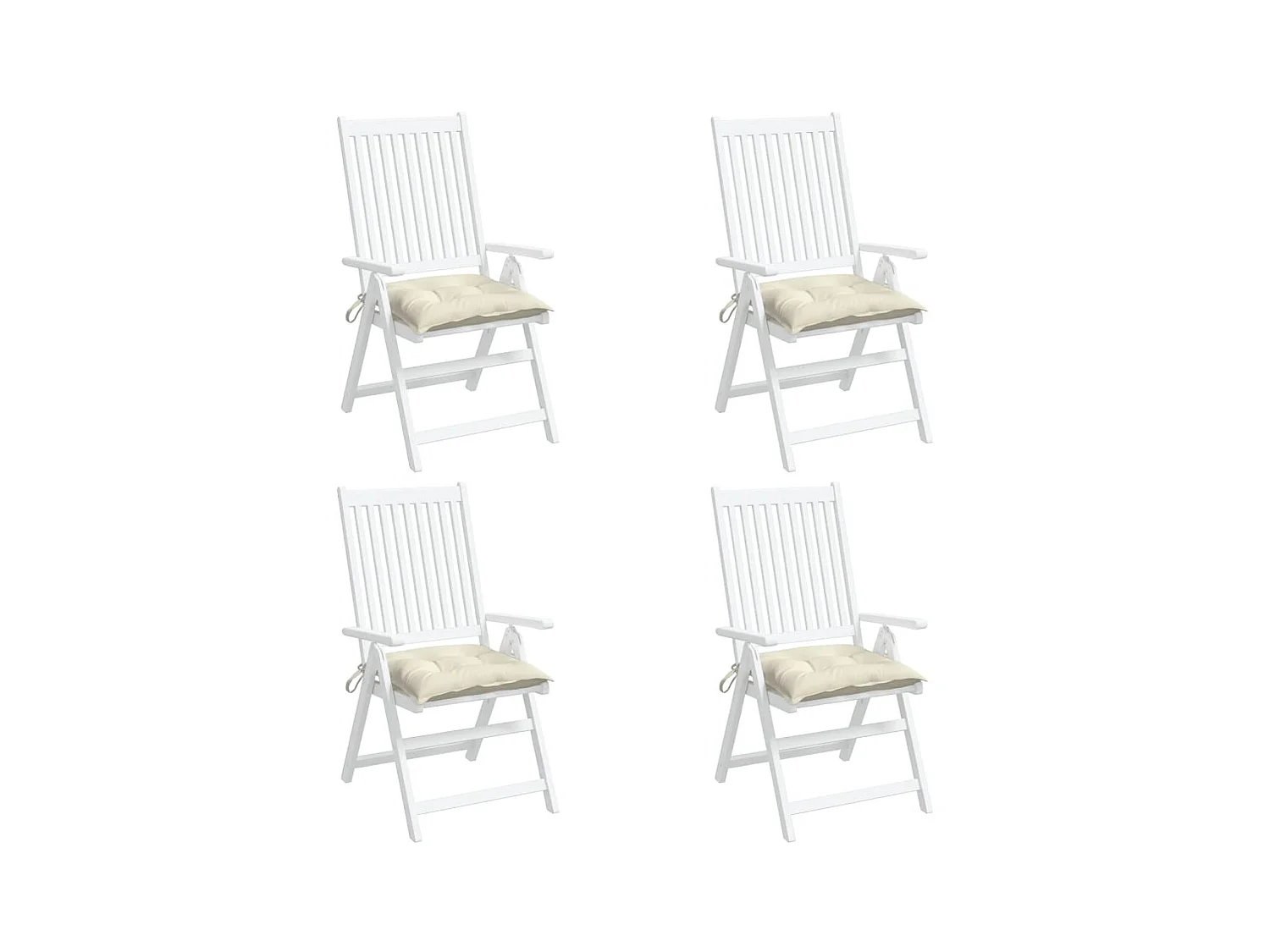 Cuscini per sedia 4 pezzi bianco beige 40x40x7 cm in tessuto oxford