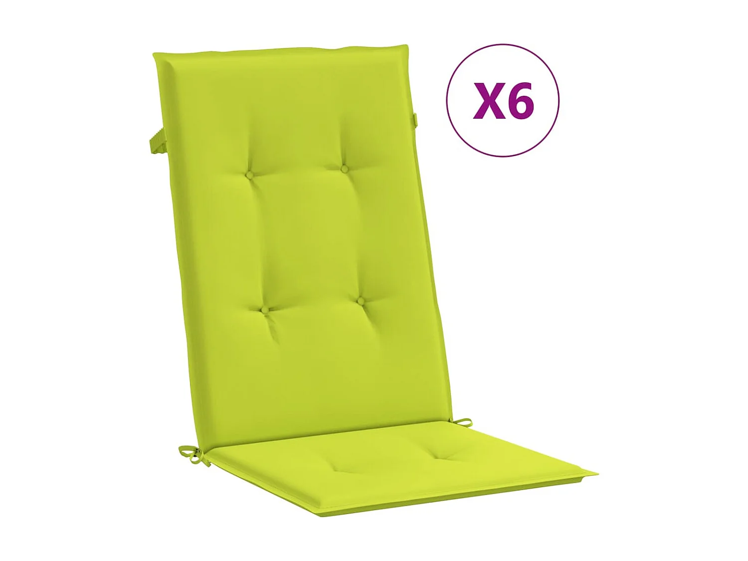 Coussins de chaise de jardin à dossier haut lot de 6 vert vif