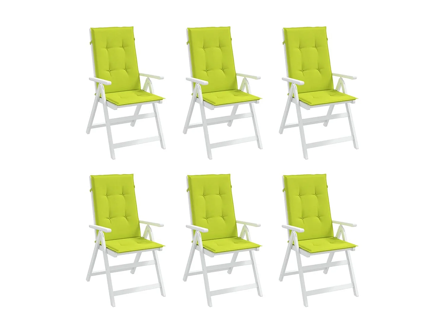 Coussins de chaise de jardin à dossier haut lot de 6 vert vif