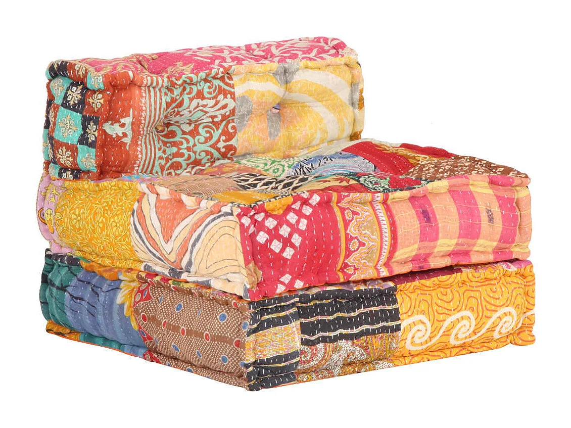 Pufe modular em tecido patchwork