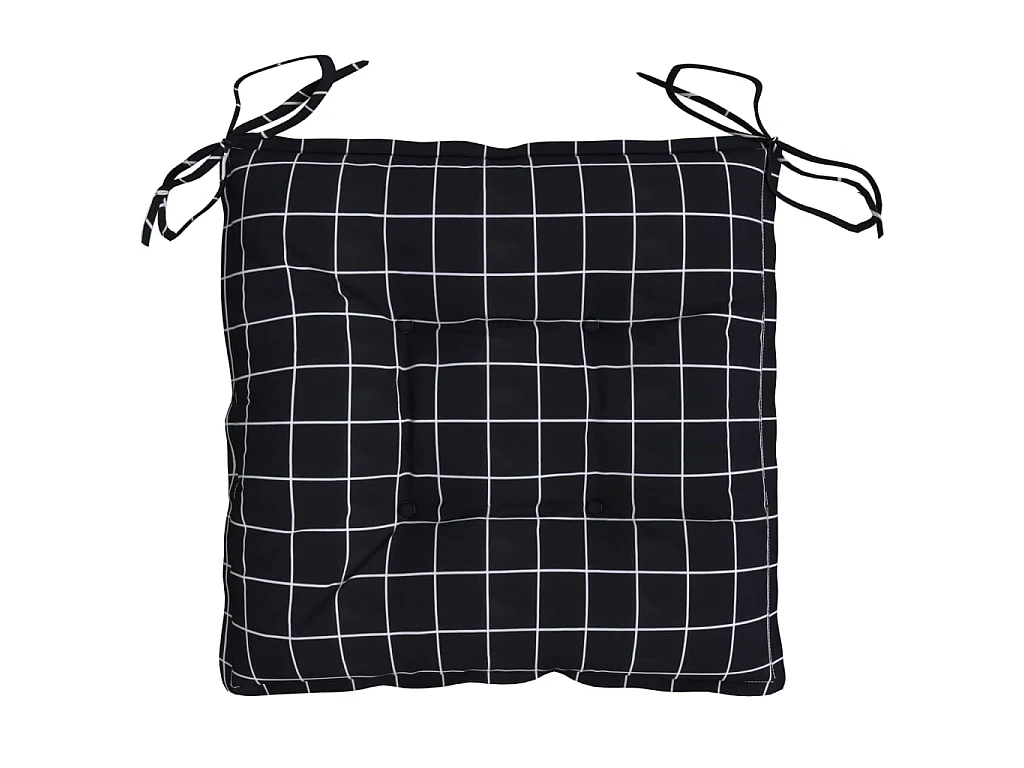 Stuhlkissen 6 Stück schwarz kariert 50x50x7 cm Oxford-Stoff