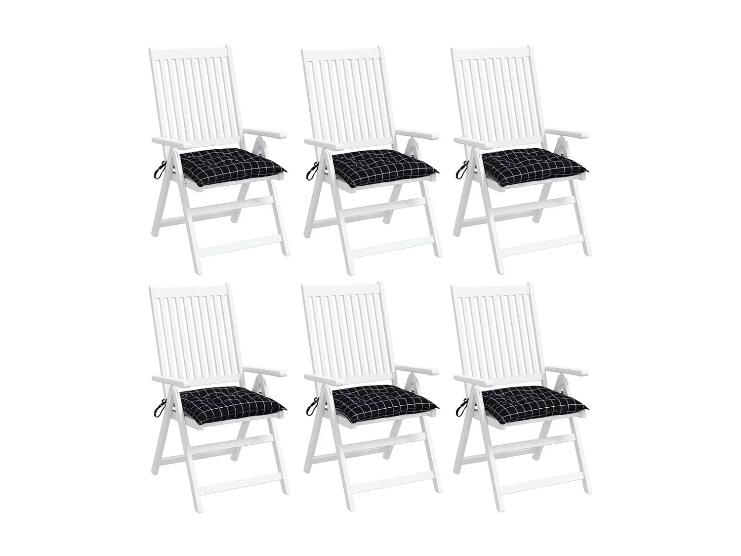 Coussins de chaise 6 pcs carreaux noir 50x50x7 cm tissu oxford