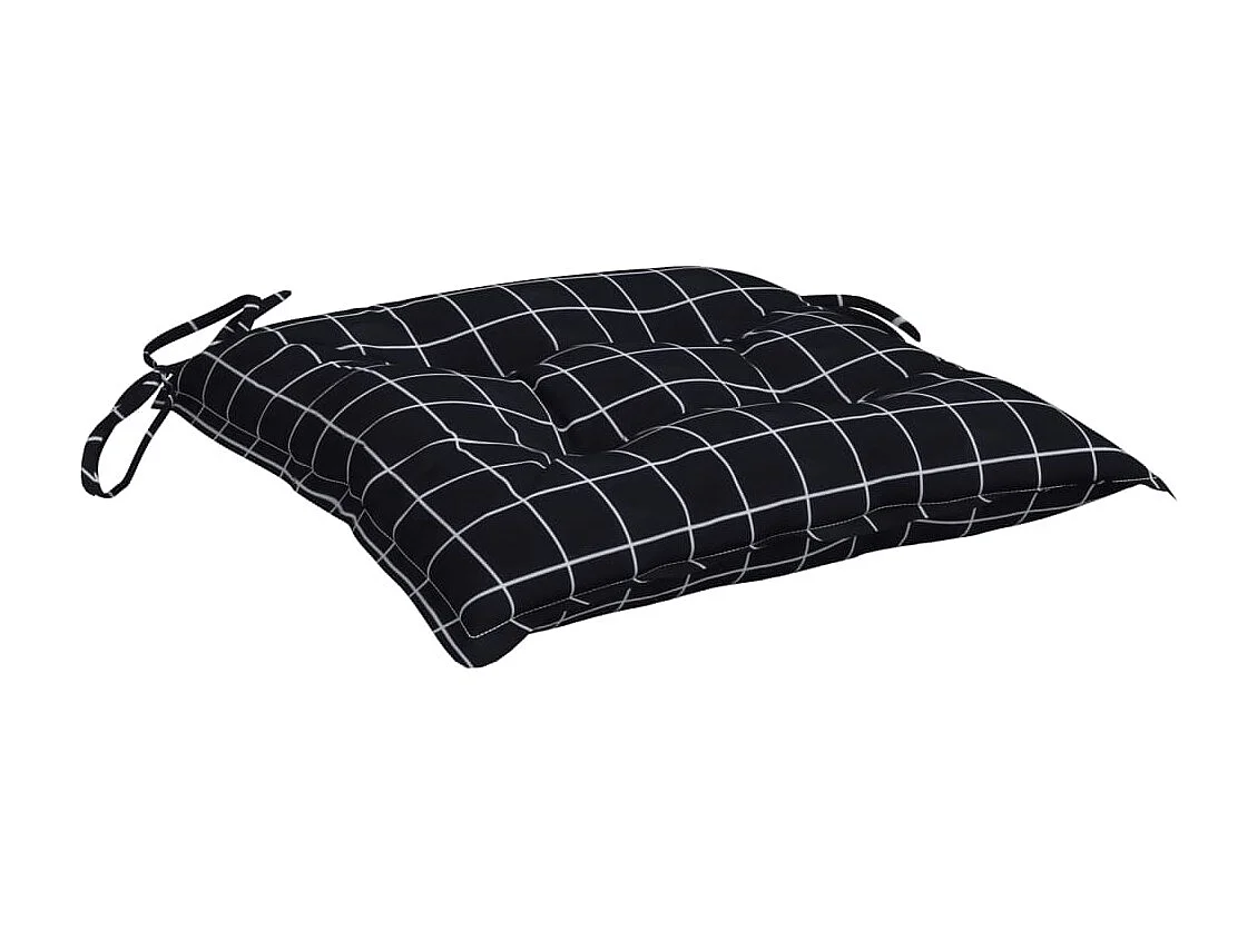 Coussins de chaise 6 pcs carreaux noir 50x50x7 cm tissu oxford