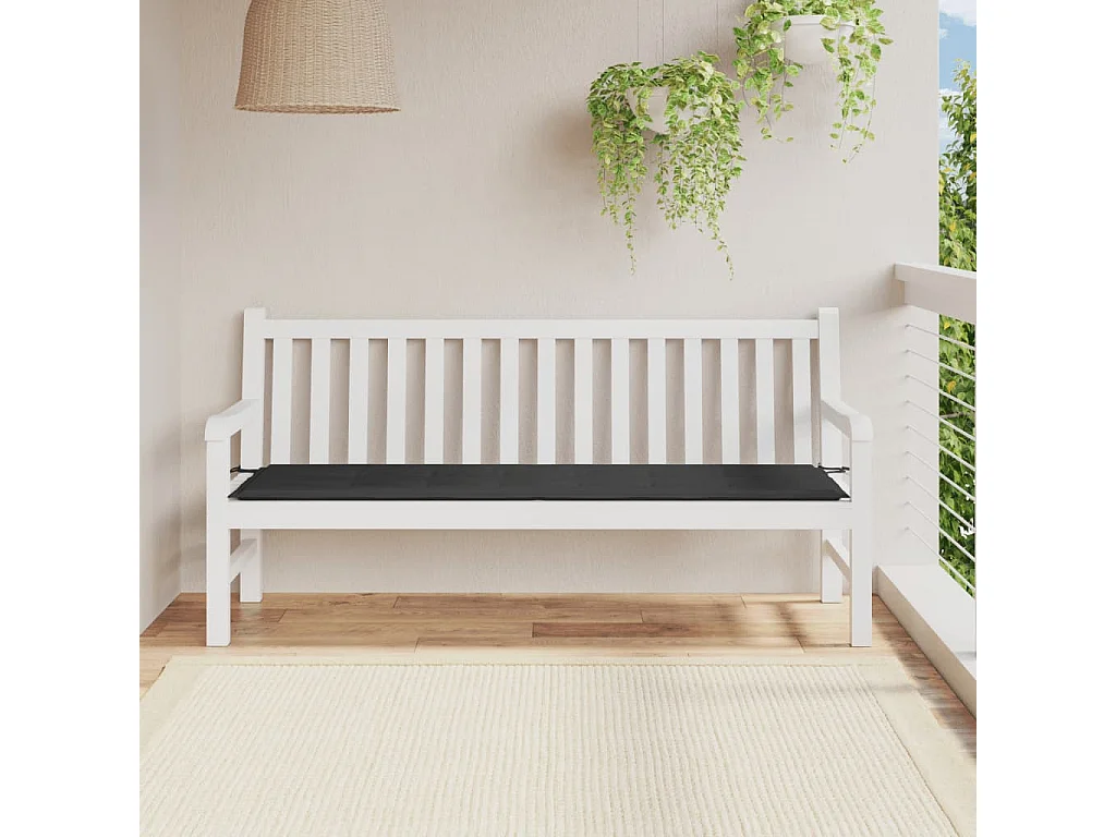 Zwart tuinbankkussen 180x50x3 cm oxford stof