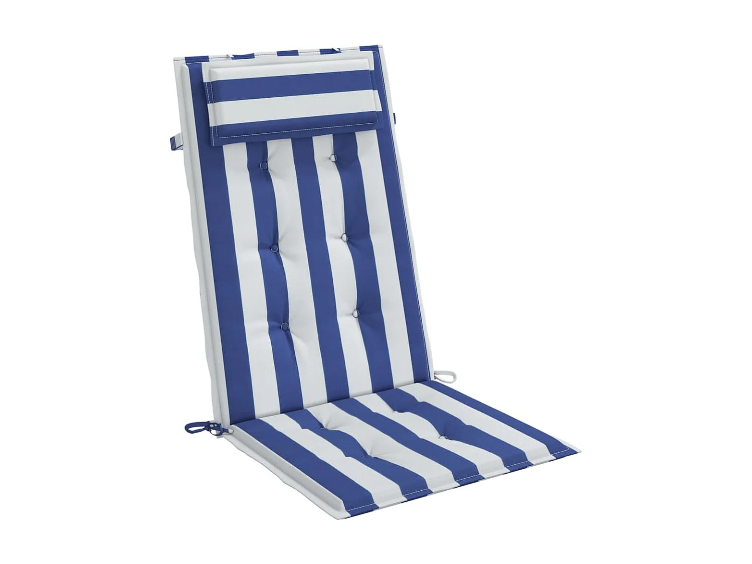 Juego de 6 cojines para silla con respaldo alto rayas azul/blanco