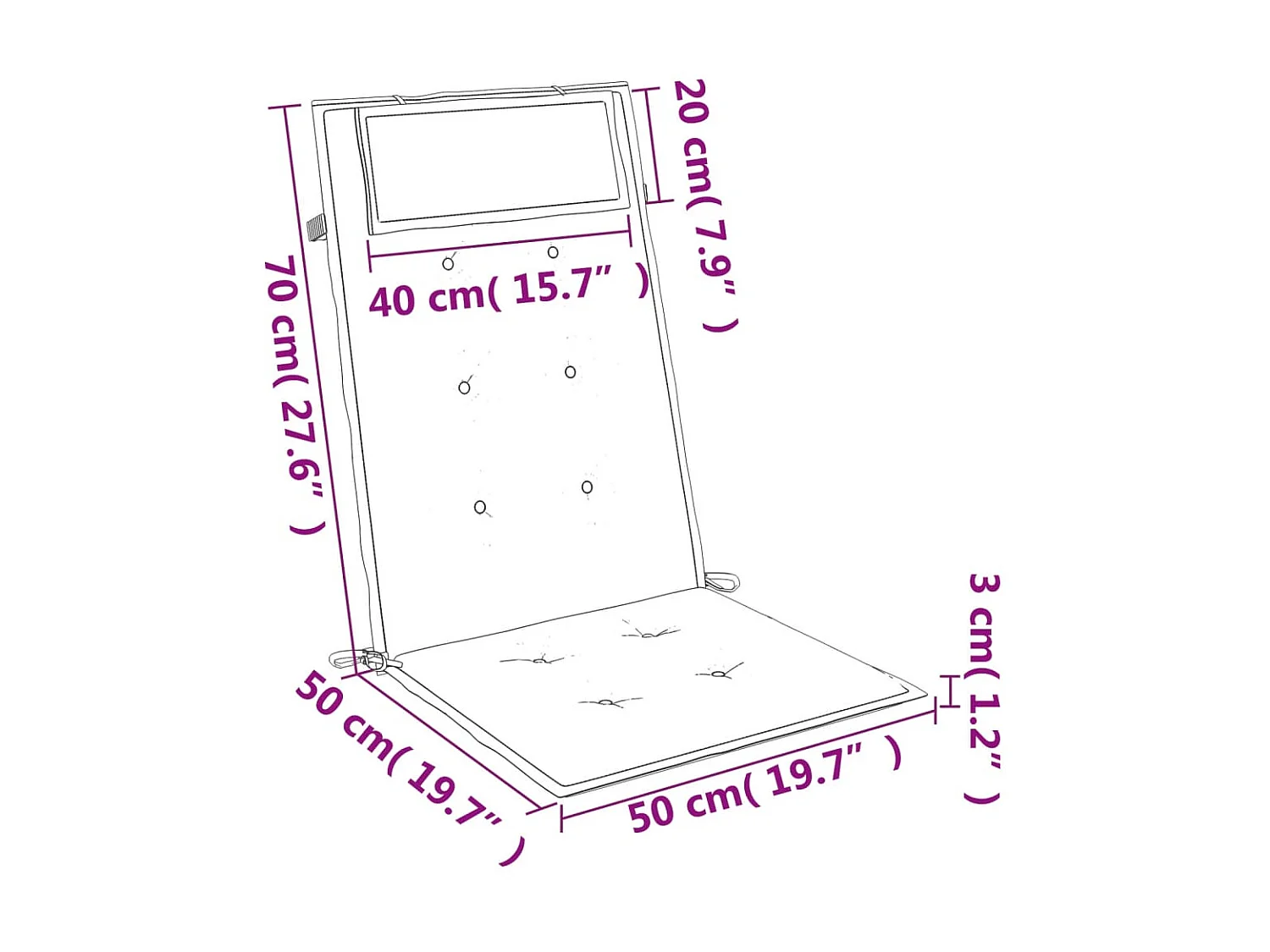 Juego de 6 cojines para silla con respaldo alto rayas azul/blanco