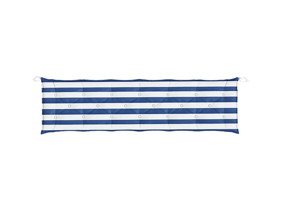 Coussin de banc de jardin rayures bleues et blanches 200x50x7cm