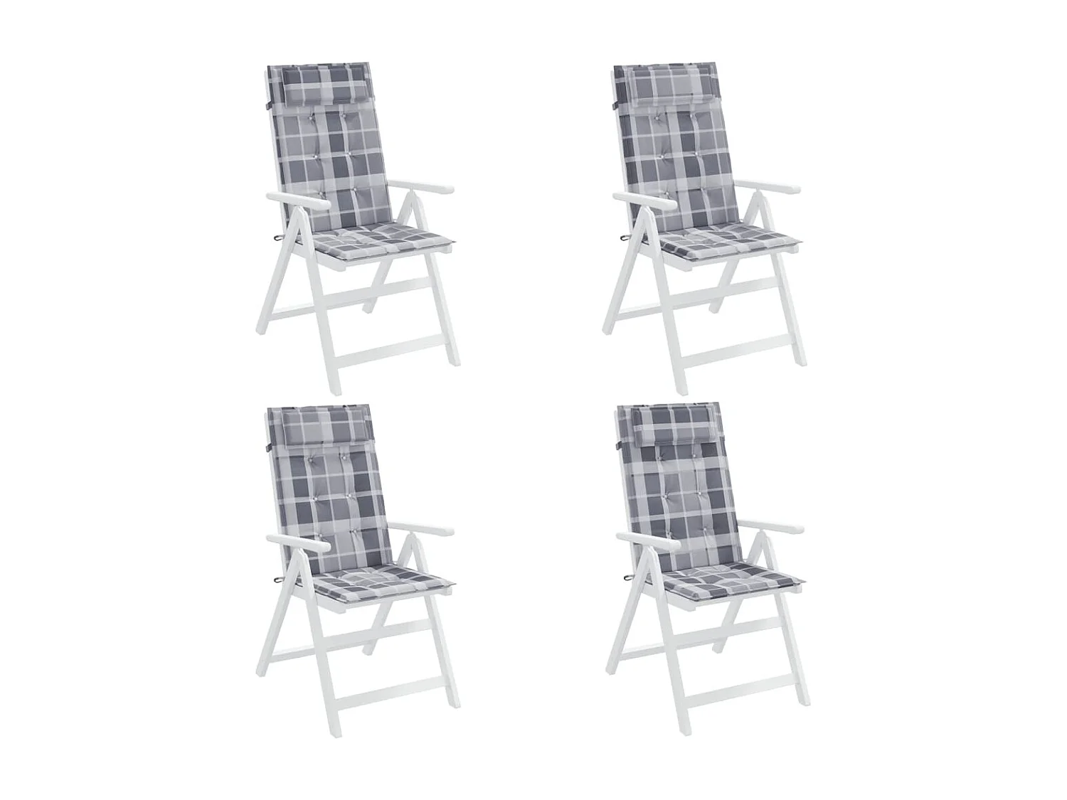 Set di 4 cuscini per sedia con schienale alto a quadretti grigi
