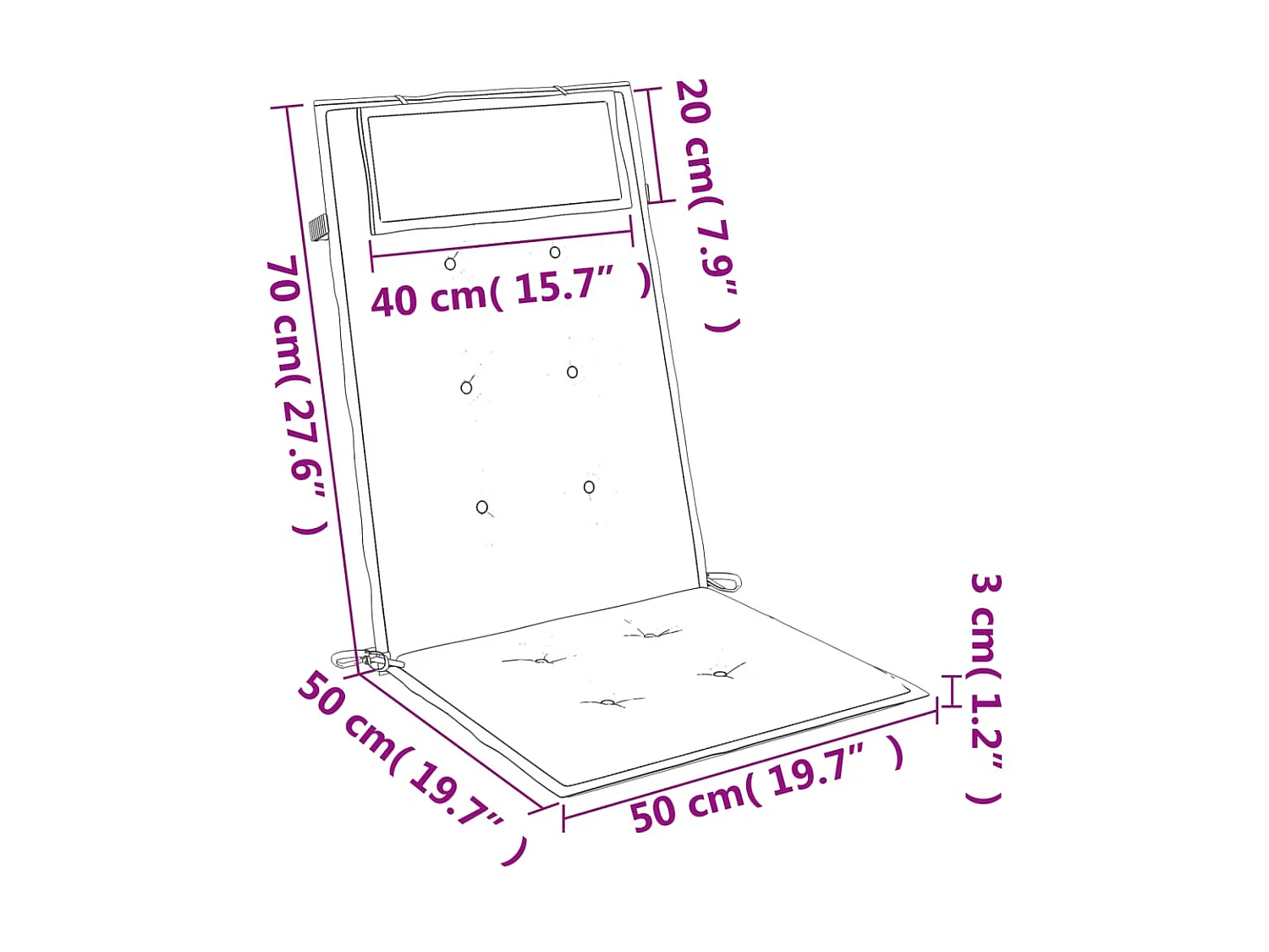 Set di 4 cuscini per sedia con schienale alto a quadretti grigi