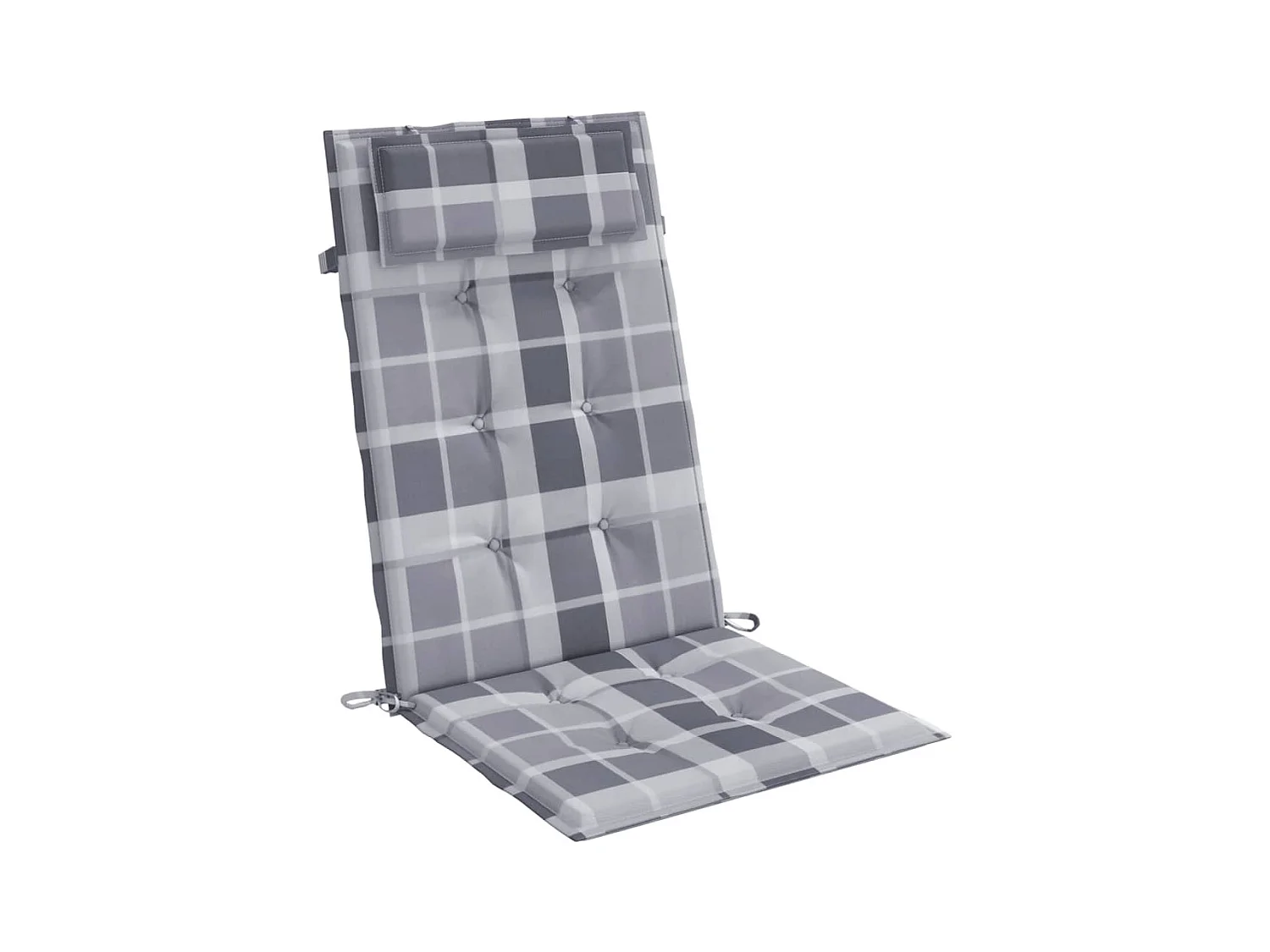 Coussins de chaise à dossier haut lot de 4 carreaux gris