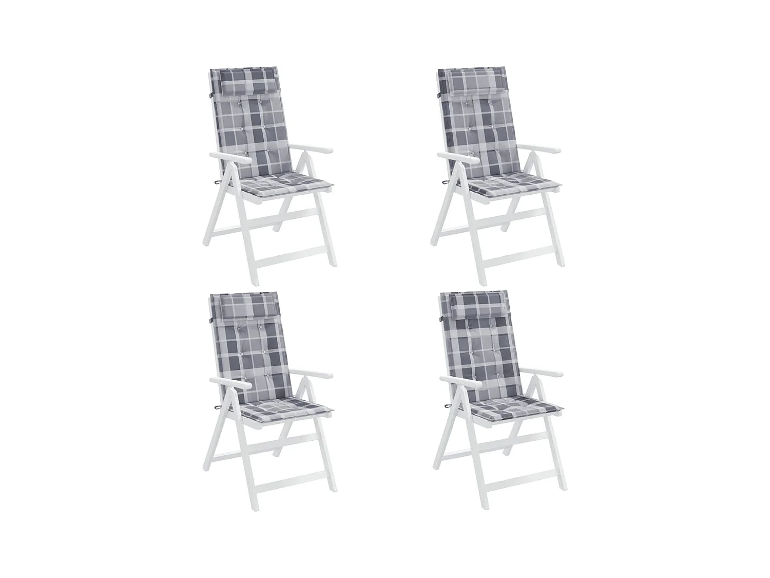 Coussins de chaise à dossier haut lot de 4 carreaux gris