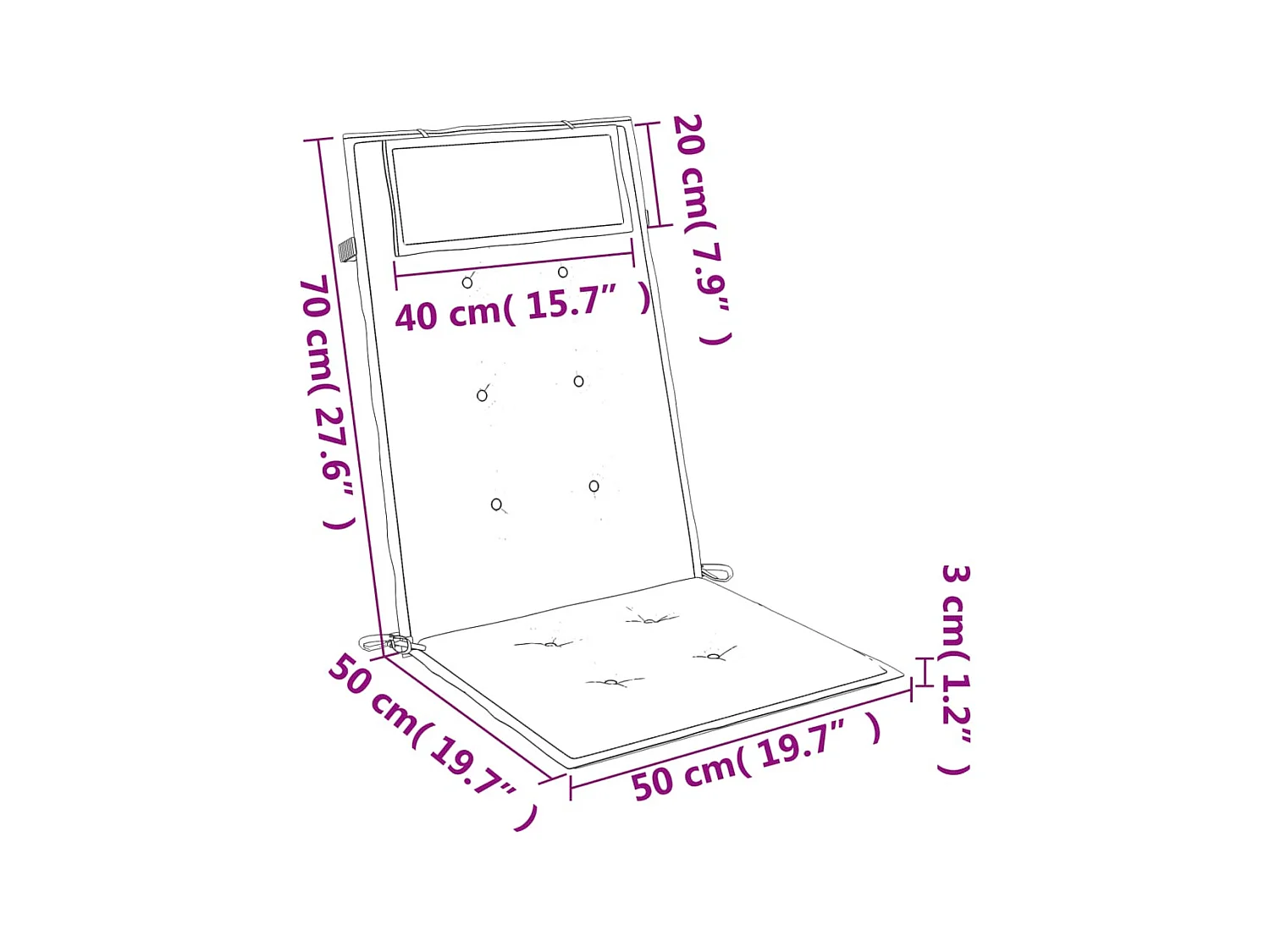 Coussins de chaise à dossier haut lot de 4 carreaux gris