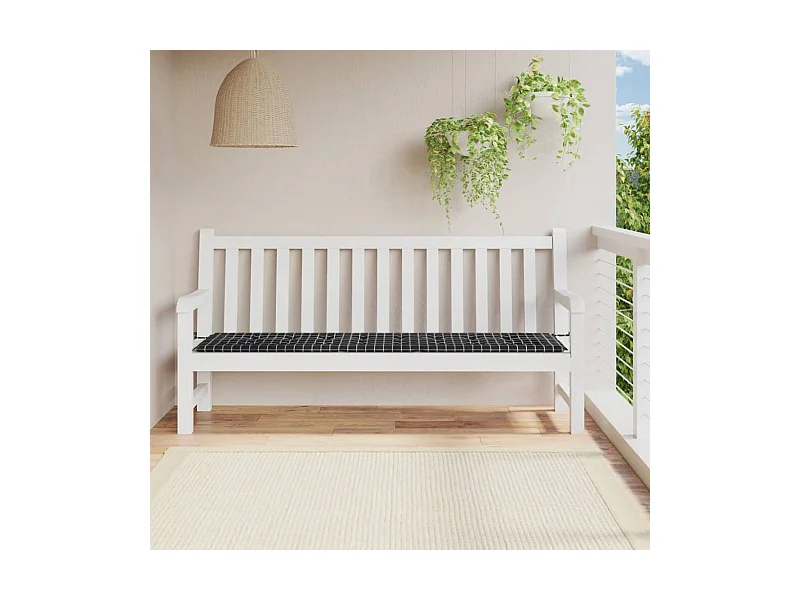 Cuscino per panca da giardino in tessuto piastrelle nere 200x50x3 cm