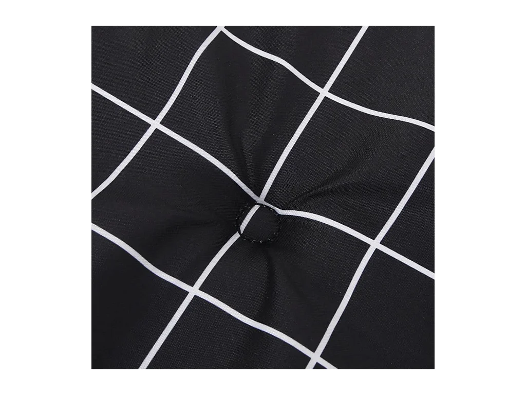Coussin de banc de jardin carreaux noir 200x50x3 cm tissu