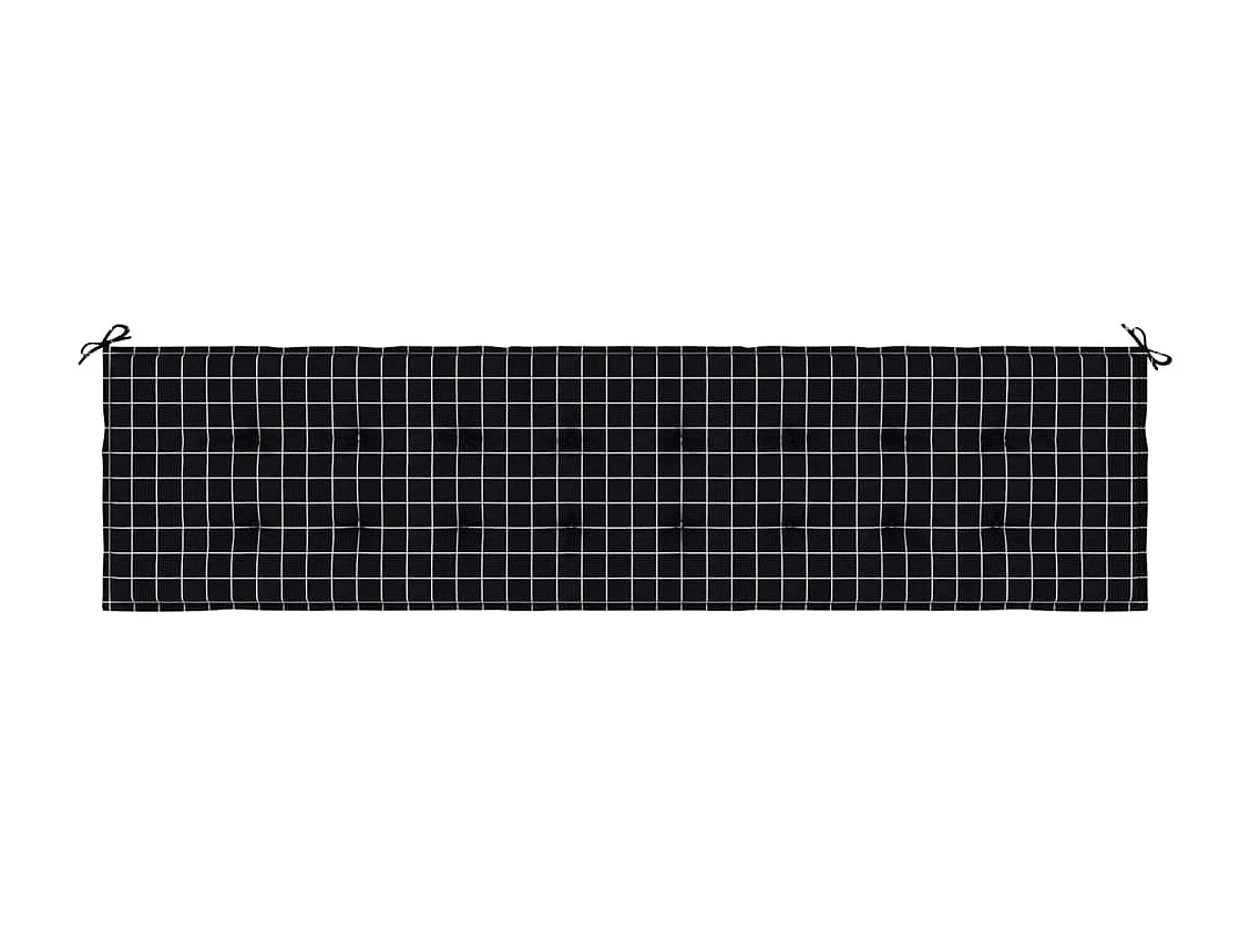 Coussin de banc de jardin carreaux noir 200x50x3 cm tissu