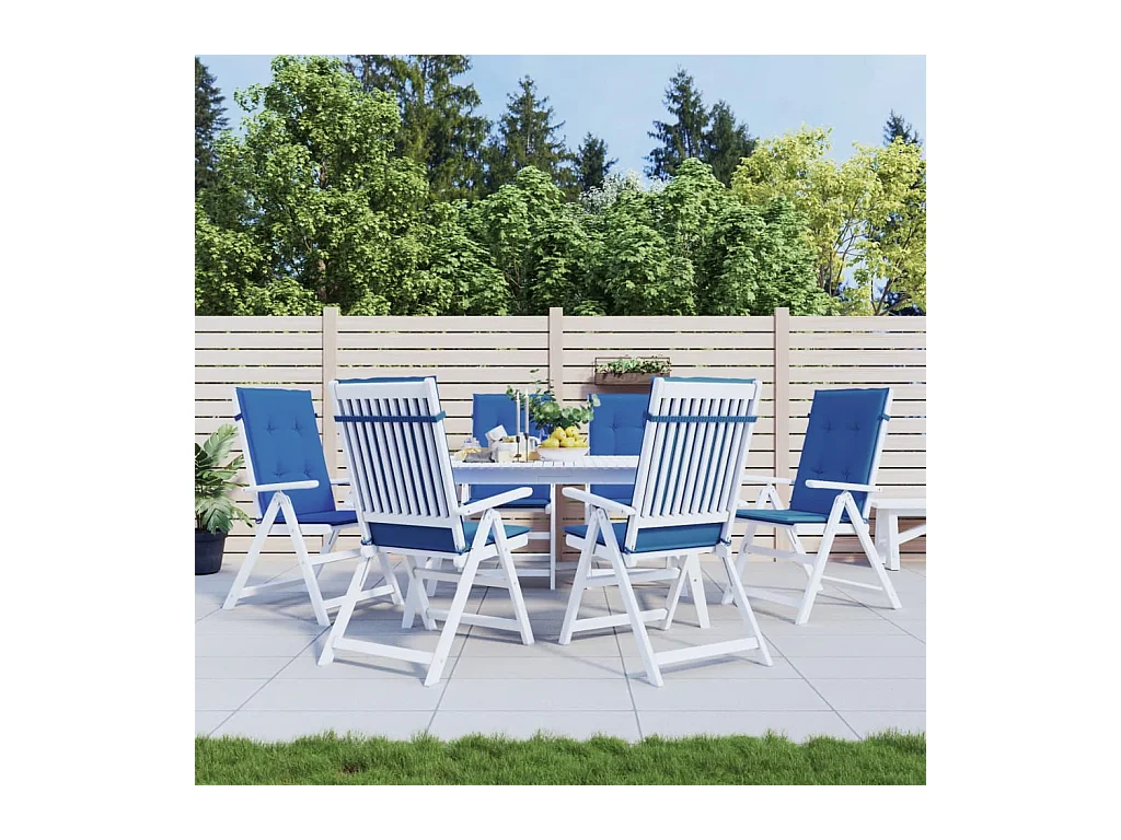 Coussins de chaise de jardin à dossier haut lot de 6 bleu royal