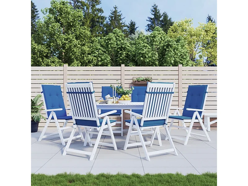 Kissen für Gartenstühle mit hoher Rückenlehne, 6er-Set, Königsblau