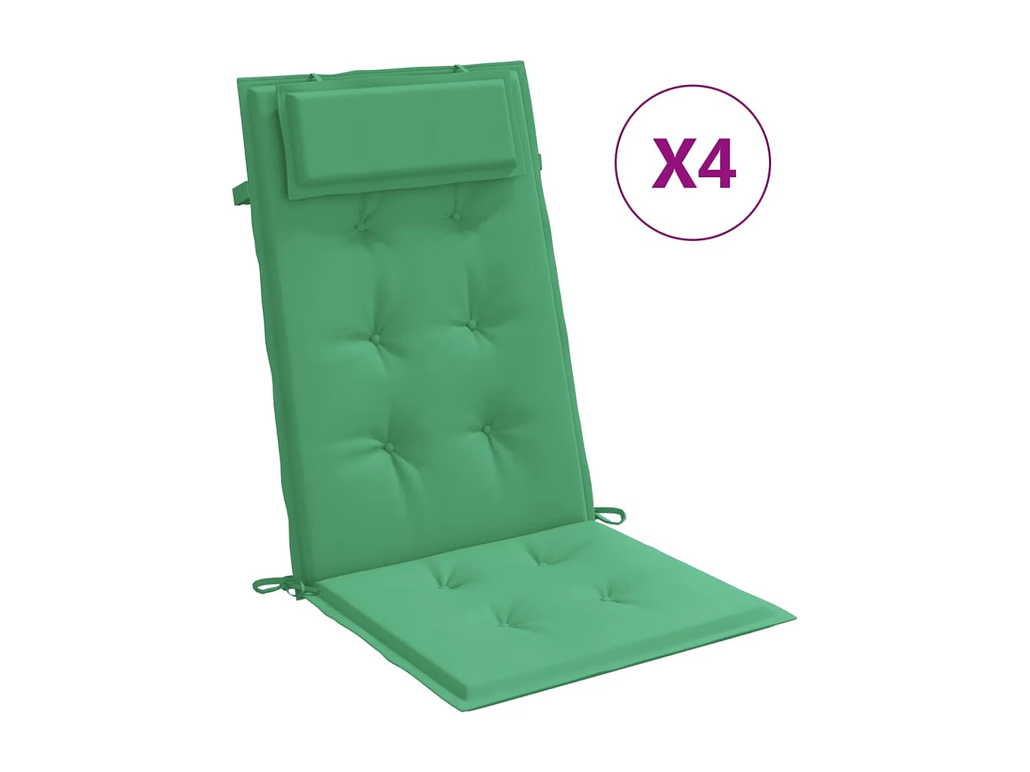 Juego de 4 cojines para silla con respaldo alto de tela oxford verde