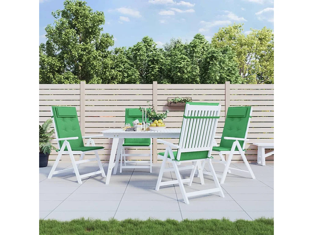 Stoelkussens met hoge rugleuning, set van 4 groene oxfordstof