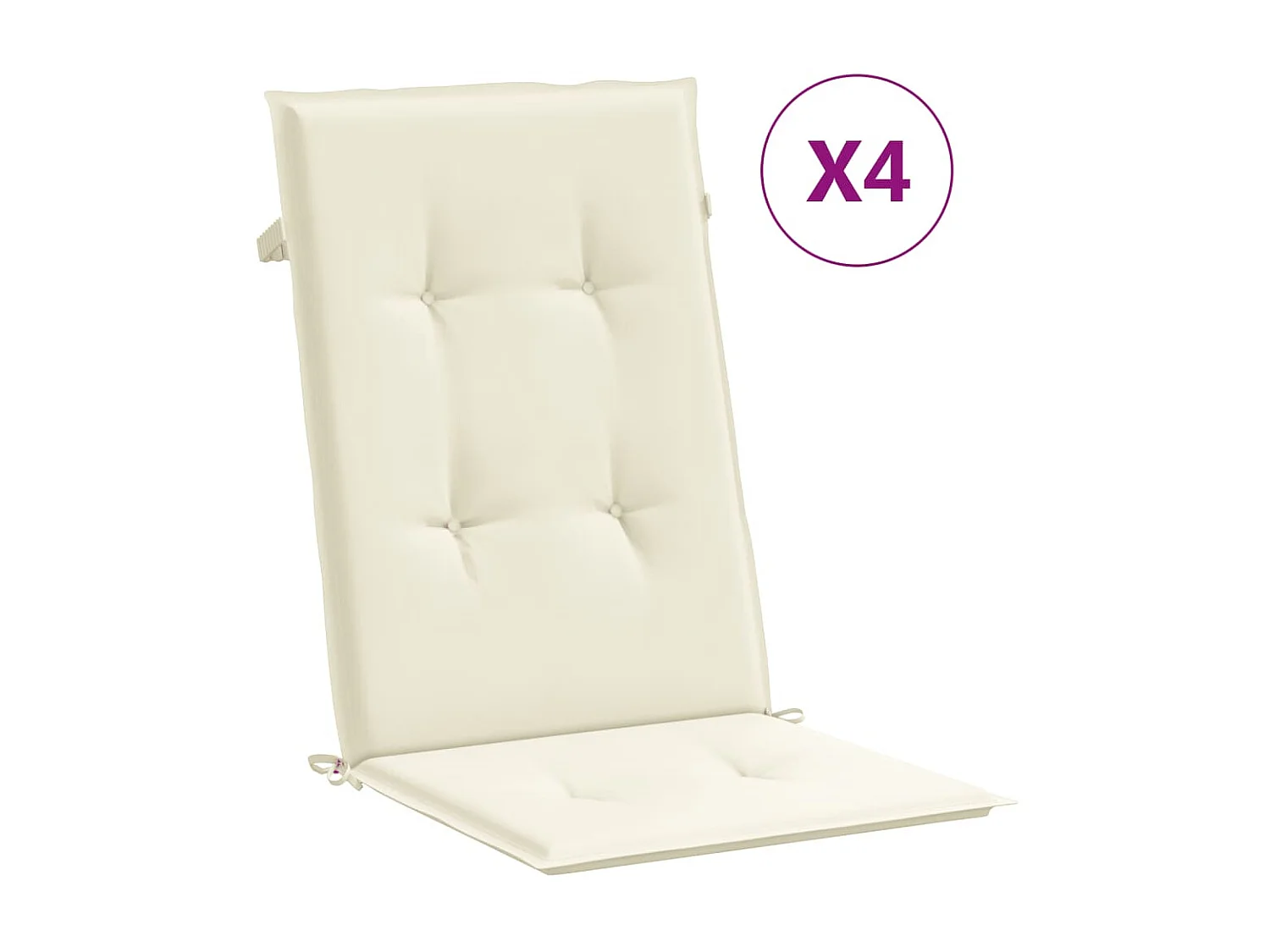 Coussins de chaise de jardin dossier haut lot de 4 beige tissu