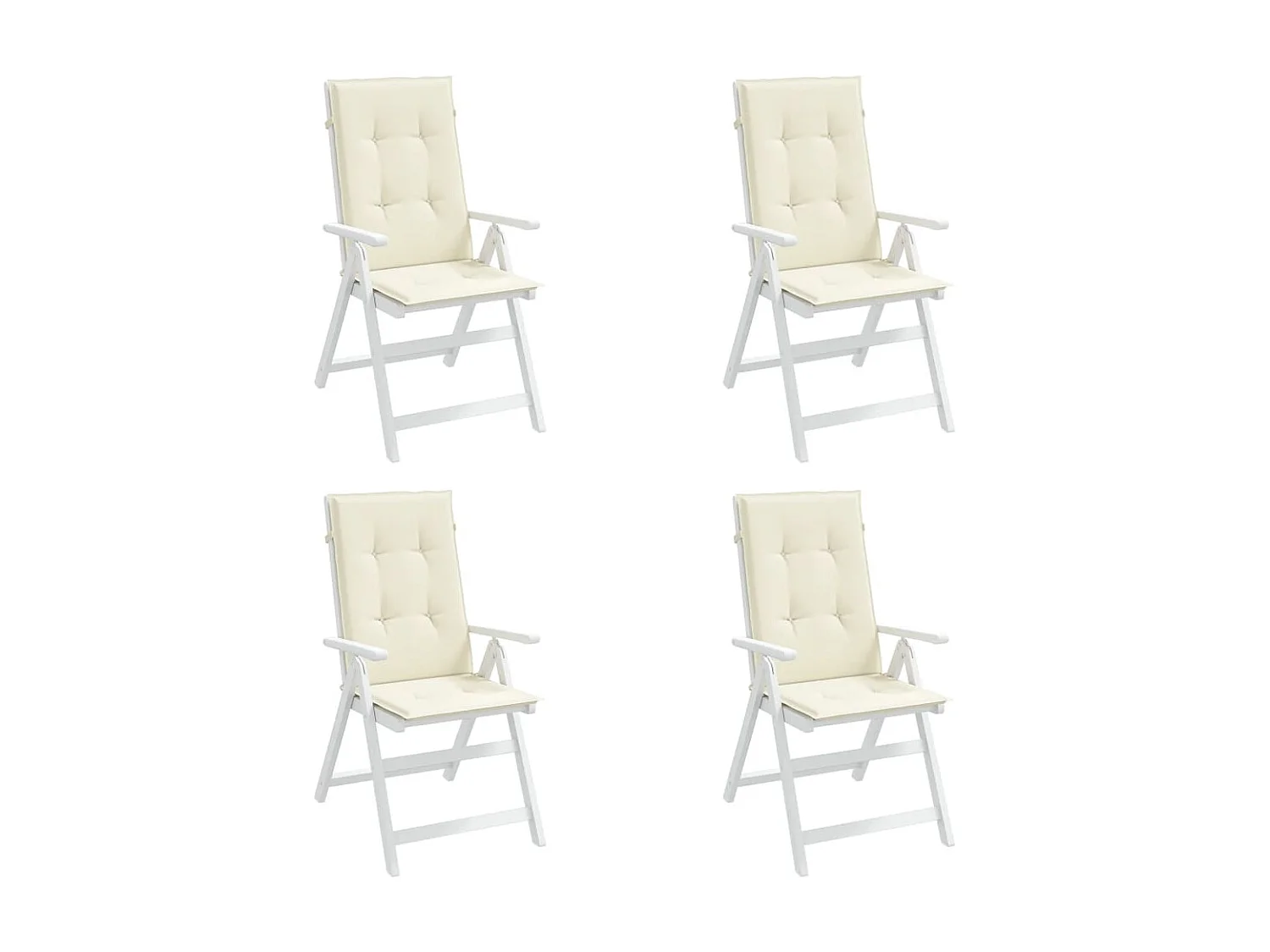 Coussins de chaise de jardin dossier haut lot de 4 beige tissu