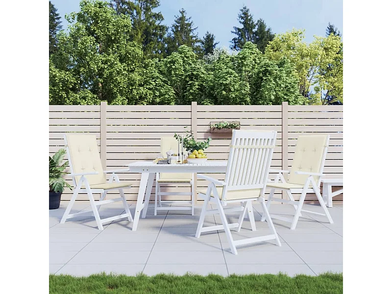 Coussins de chaise de jardin dossier haut lot de 4 beige tissu