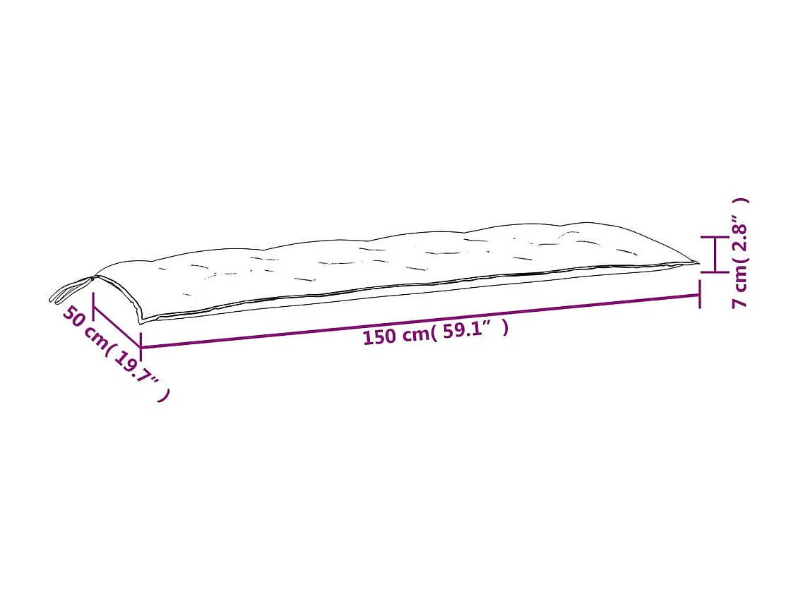 Coussin de banc de jardin rouge 150x50x7 cm tissu oxford
