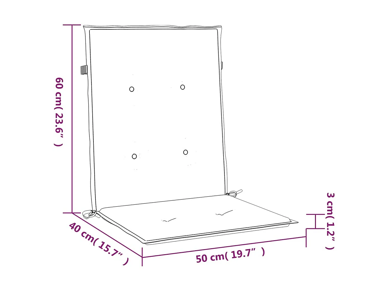 Tuinstoelkussens met lage rugleuning, set van 4 beige